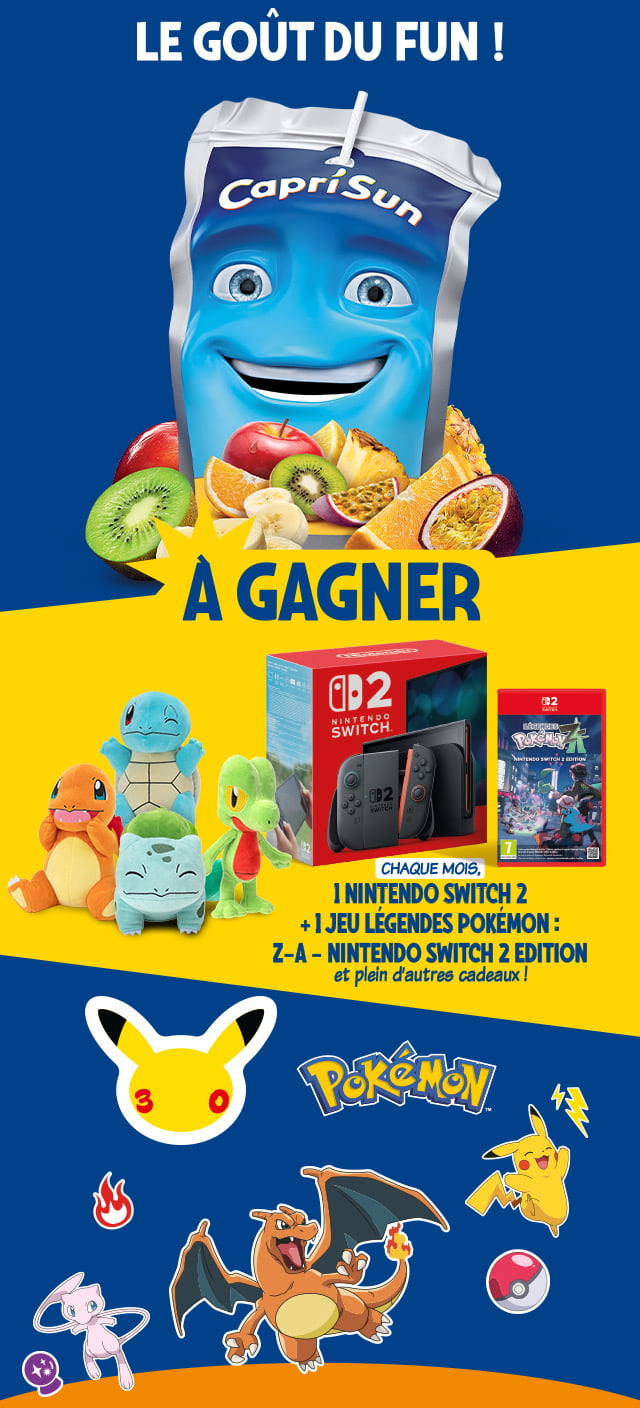 Le goût du fun ! à gagner chaque mois une Nintendo Switch 2 + 1 jeu Pokémon Z-A Nintendo Switch 2 édition et plein d'autres cadeaux !